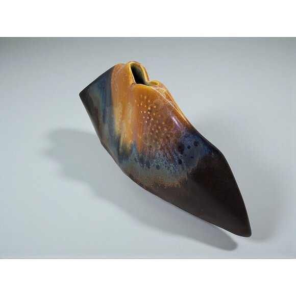 vintage 1960s salt glazed porcelain modernist abstract vase - Picture 4 of 8